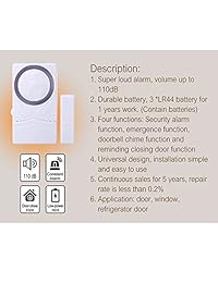 Alarma de seguridad para el hogar inalámbrica, sensor magnético, alarma de ventana, super fuerte 110 dB, alarma de puerta de piscina para niños, paquete de 4