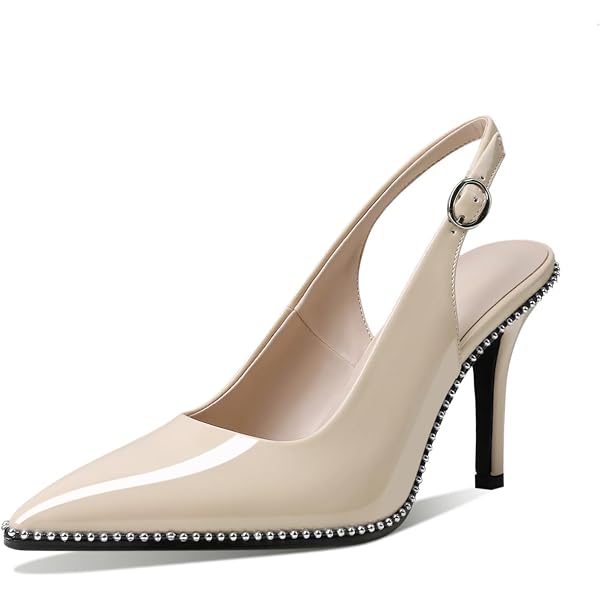AMBELIGHT Women's Clear Slingback Heels – Pointed Toe Stiletto, 4 Inch, Patent - View #11