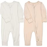 Aablexema Baby Footless Pajamas Zipper with Mitten, Rayon from Bamboo, Infant Long Sleeve Romper Pjs