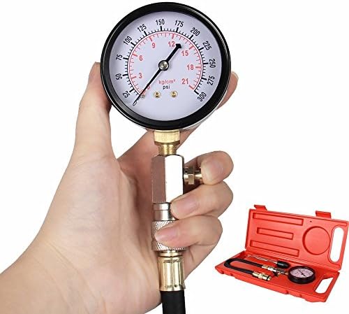 Heavy Duty 0~300 Psi Cylinder Pressure Tester G324 Gasoline Engine Compression Gauge Kit for Cars, SUVs RVs and ATV