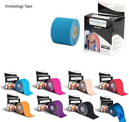 Kinesiology Tape, Waterproof Pain Relief Adhesive - Best Physio Tape for Injury Knee Feet Muscle Strains Neck Shoulder Ankle- 5cm x 5m roll - Highest Durability - UP TO 8 DAYS WEAR (Black(2 Pack))