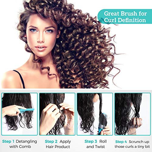 TimeTinkle 9Row Curly Hair Brush with WideTooth Comb, Nylon Bristles