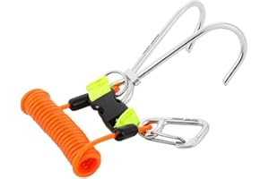 Scuba Diving Reef Hook Stainless Steel Reef Hook Diving Hook Scuba Safety Accessories with Spiral Coil Lanyard Quick Release 