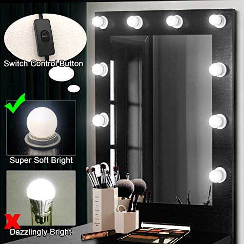 US Shipping Vanity Set with Lighted Mirror, YEEGO Makeup Vanity Dressing Table Dresser Writing Desk with Drawer for Bedroom Easy Assembly, Black(10PCS Cool LED Bulbs) - Thumbnail 3