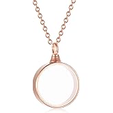 YOIEU Circle Acrylic Cremation Urn Keepsake Ashes Holder Necklace, Stainless Steel Memorial Ash Locket, Simple Urn Pendant Jewelry for Dad Mom Family Souvenir, Commemorative locket for Women Men
