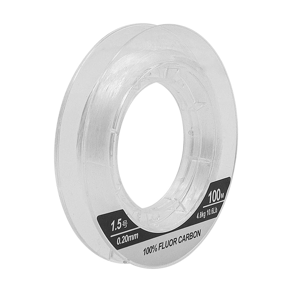 FONGKNOX 100M 100% Fluorocarbon Fishing Line Premium Quality Leader Line Low Resilience Strong Tension Smooth High Sensitive Anti-Knotting Anti-Curl Freshwater Saltwater Fishing Size 1.5 10.6LB/4.8KG