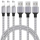 iPhone Charger KOZOPO Fast Charging Nylon Braided 3Pack 6feet Durable High Speed Data Sync Cord Connector Extra Long Power Cable Compatible with iPhone Xs Max/XR/X/8/7/Plus/6S/6/SE/5S/iPad