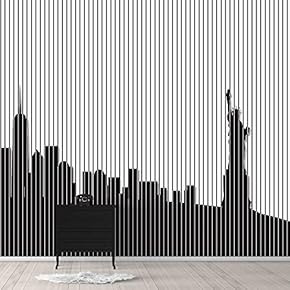 Wall Murals for Bedroom Abstract Black and White Building Removable Wallpaper Peel and Stick Wall Stickers - 66x96 inches