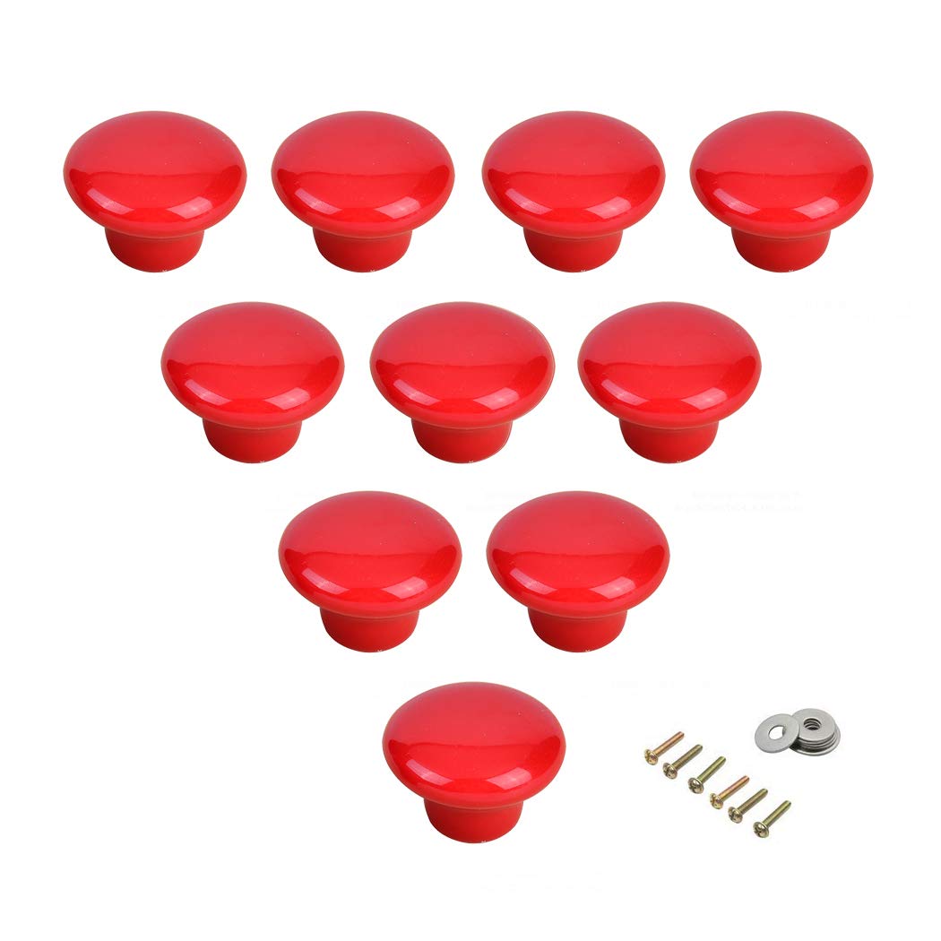 SeeRaphee Ceramic Round Cabinet Handles Drawer Pulls Round Door Knobs for Kid's Room Bedroom Door Cabinet Cupboard Wardrobe Pulls-10 Pack
