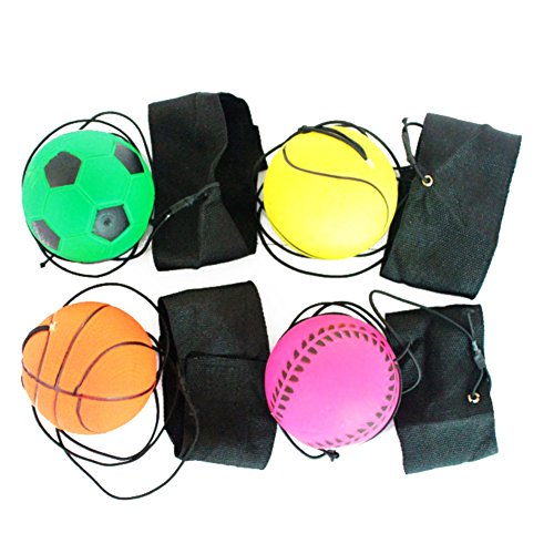 Wenasi 1PCS Bouncy Wrist Band Ball ,Rubber High Bounce with Velcro Wrist & Elastic String Rebound for Finger Exercise,Children Gift Sport Toy Balls (Random Color) - Thumbnail 2