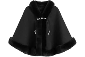 Women's Winter Cape Poncho Open Front Poncho Cape Cardigan Sleeveless Shawl Wrap Coat Cloak for Holiday Party