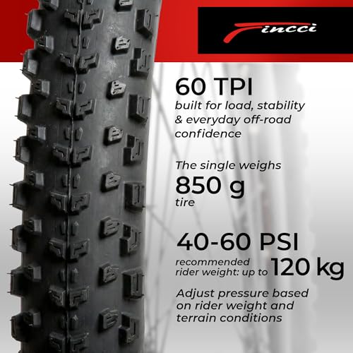 Fincci Bici Copertoni MTB 27.5 x 2.25 - Coppia Pieghevole Nero Pneumatici 57-584 con Antiforatura 1mm - Biciclette Gomme 27,5" per Adulto Donna e Uomo - Imballaggio Accessori per Mountain & E bike