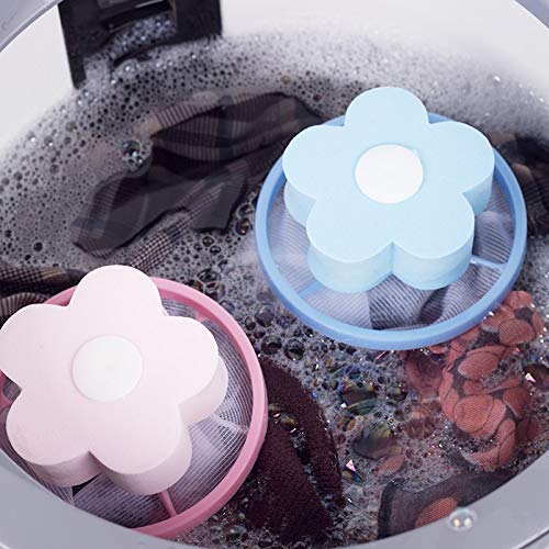 Washing Machine Filter Bag,Mesh Bag Hair Filter Net,Reusable Washing Machine Filter,Portable Hair Catcher Hair Removal Laundry Ball for Washing Machine Blue Pink (2pcs Pink) - Thumbnail 5
