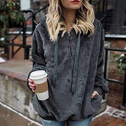 Liraly Pullovers For Women Plus Size Ladies Warm Fluffy Winter Top Hoodie Sweatshirt Hooded Pullover Jumper(Dark GrayÂ A,US-6 /CN-M)