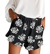 Asvivid Womens Casual Drawstring Elastic Waist Summer Beach Shorts Flutter Pants with Pockets