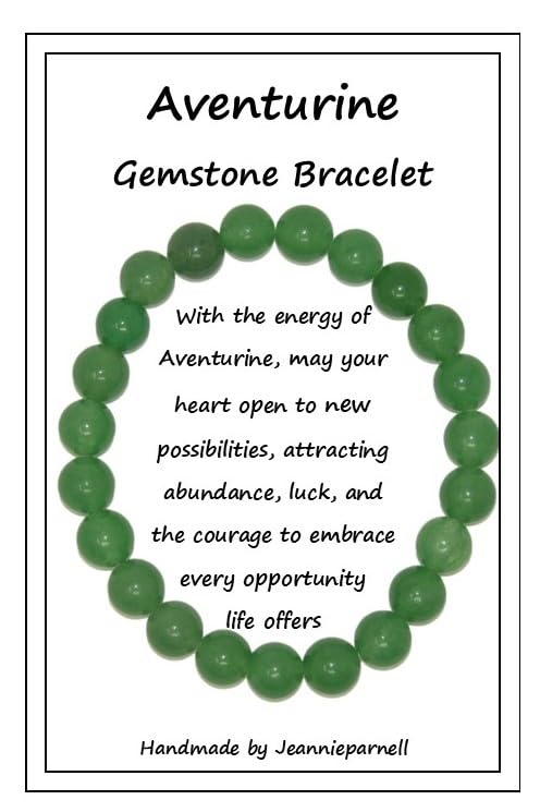 Jeannieparnell Z017AV - 8mm Aventurine Gemstone Bead Bracelet - Good Luck and Prosperity - Emotional Healing - Creativity and Confidence - Optimism and Positive Energy - Harmony and Balance
