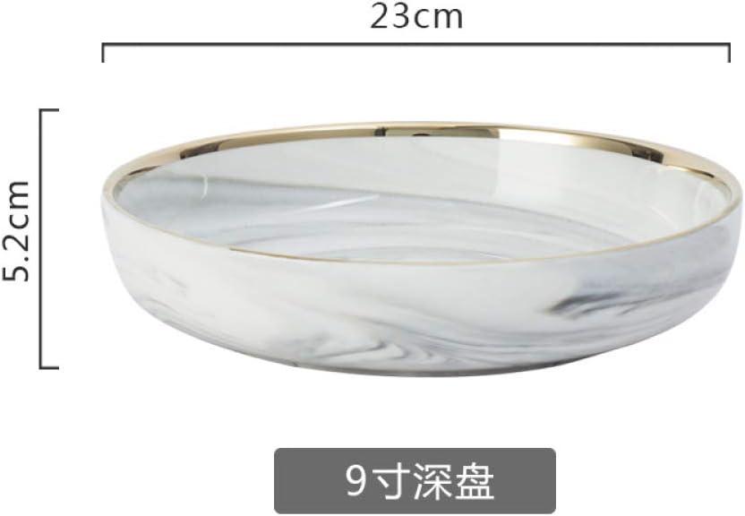 CZDXM Creative Nordic Marble Phnom Penh Ceramic Dinner Plate Western Dessert Plate Salad Plate Household Dishes Plate Tableware