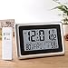 Glisteny Digital Atomic Wall Clock, Indoor Outdoor Thermometer with Wireless Sensor Temperature Monitor for 300ft/100meter Range, Large LCD Display, Calendar, Table Standing, Snooze Without Back Light