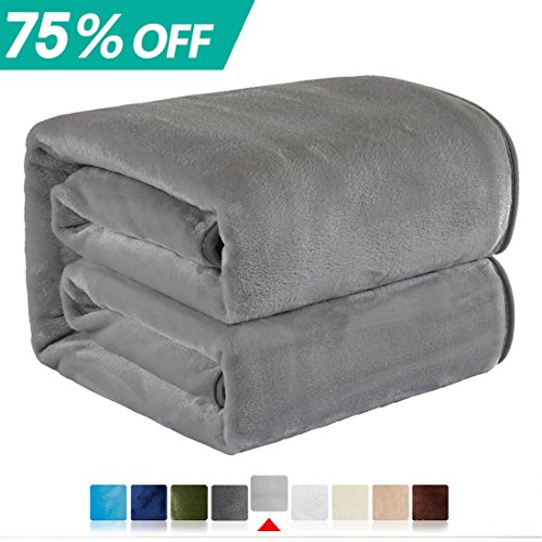 Fleece Blankets for The Bed Extra Soft Brush Fabric Super Warm Sofa Blanket (Throw-50X61inch,Grey)