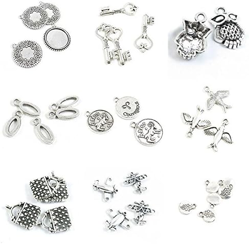35 PCS Jewelry Making Charms Flower Sign Airplane Aircraft Lady Handbag Swallow Bird Aries Tag Alphabet