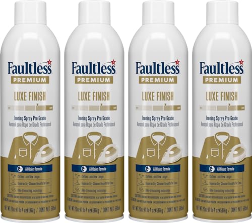 Faultless Premium Luxe Spray Starch (20 Oz, 4 Pack) Spray Starch for Ironing that Makes Your Clothes New Again, Use as a Spray on Starch that Reduces Ironing Time with No Flaking, Sticking or Clogging