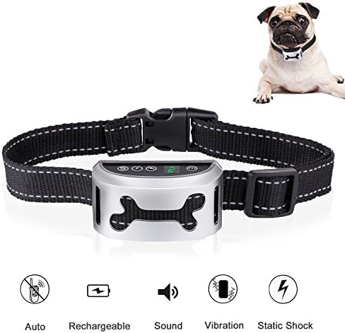 [2018] Smart Dog Trainer Upgrade No Harm E-collar,Automatic Sound/Vibration/Shock Rechargeable Anti Bark Training Collar for Small Medium Large Dogs by URmates