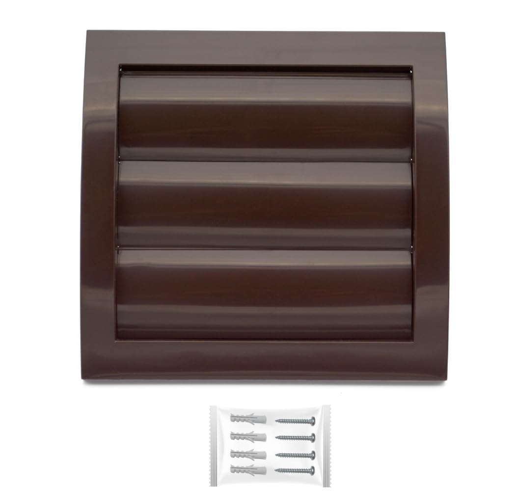 H&C VENT Brown Ventilation Gravity Grille 153mm with 100mm 4 inch connector│ Air Vent Covers with Flaps and Insect Protection │ Extractor Cover for Duct Pipe, Wall, Window │ Inside and Outside use