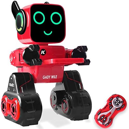 IHBUDS Programmable Remote Control Toy Robot for Kids,Touch & Sound Control, Speaks, Dance Moves, Plays Music. Built-in Coin Bank.Rechargeable RC Robot Kit for Boys, Girls All Ages-Red/Black