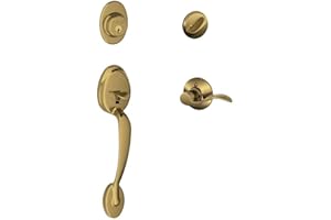 SCHLAGE Plymouth Single Cylinder Handleset and Left Hand Accent Lever, Antique Brass (F60 PLY 609 Acc LH) Large