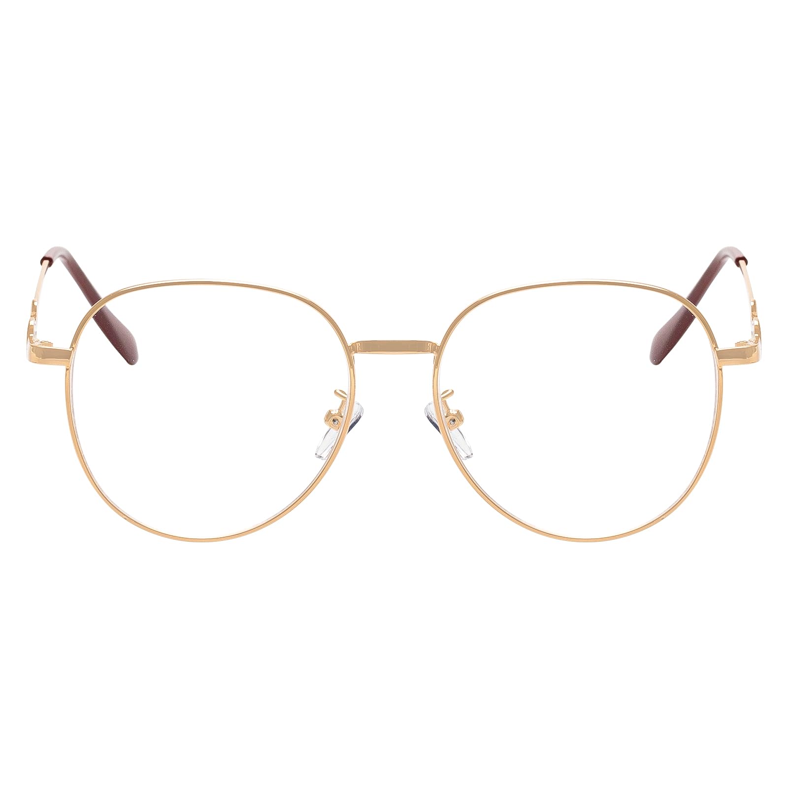 KAEOISFU Oversized Metal Oval Reading Glasses for Women, Trendy Anti Blue Light Computer Readers, Filter UV Ray Lady Eyeglasses