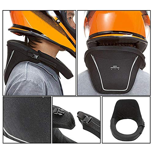Adult Motorcycle Neck Brace with Reflective Strip, Heavy Duty Motorbike Neck Protector Neckguard Neck Rests, Soft Neck Support Relieves Pain & Pressure in Spine, Knight Equipment