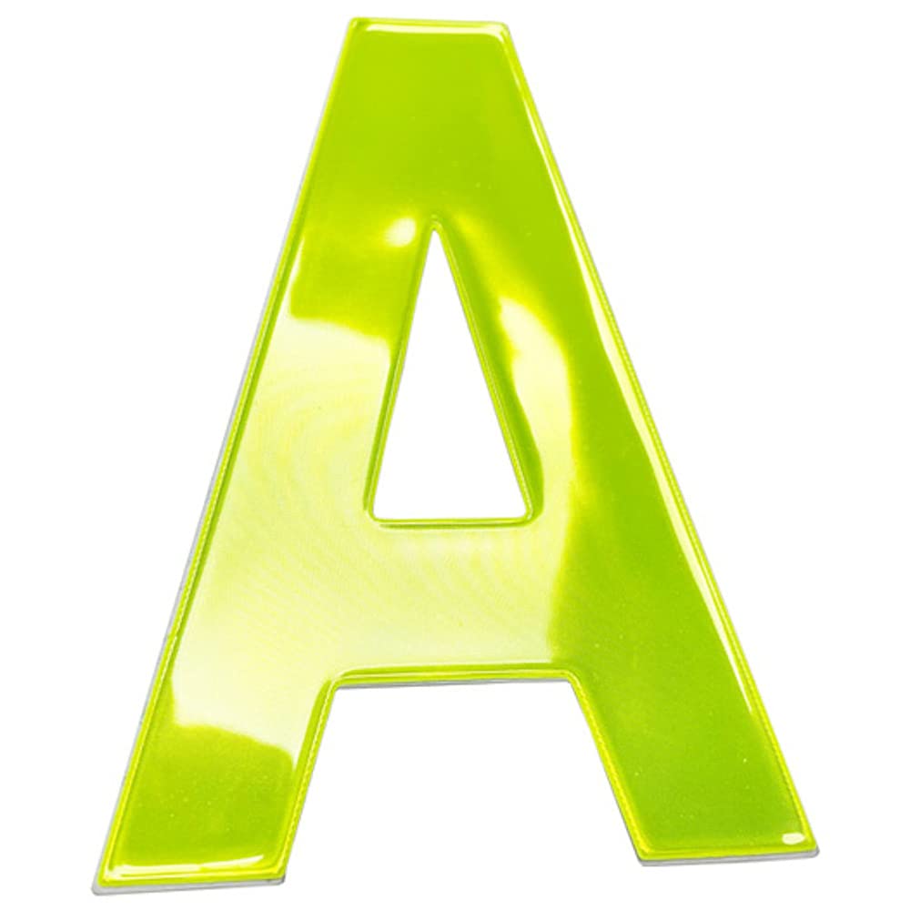 Merriway BH05610 (2 Pcs) Yellow High Visibility Reflective Plastic Stick-On Wheelie Bin Post Box Crate Dust Bin Letter 75 mm (3 Inch) Letter A - Pack of 2 Pieces