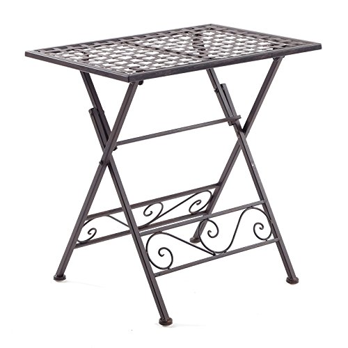 DESIGN DELIGHTS Kleiner BEISTELLTISCH CHARLOTTA | rostfarben, 50 cm, klappbar | Gartentisch, Klapptisch