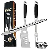 EOYIZW Grill Tool Set Stainless Steel Grilling Tools Set Heavy Duty BBQ Accessories Extra Thick Barbecue Utensils Spatula, Fork，Tongs