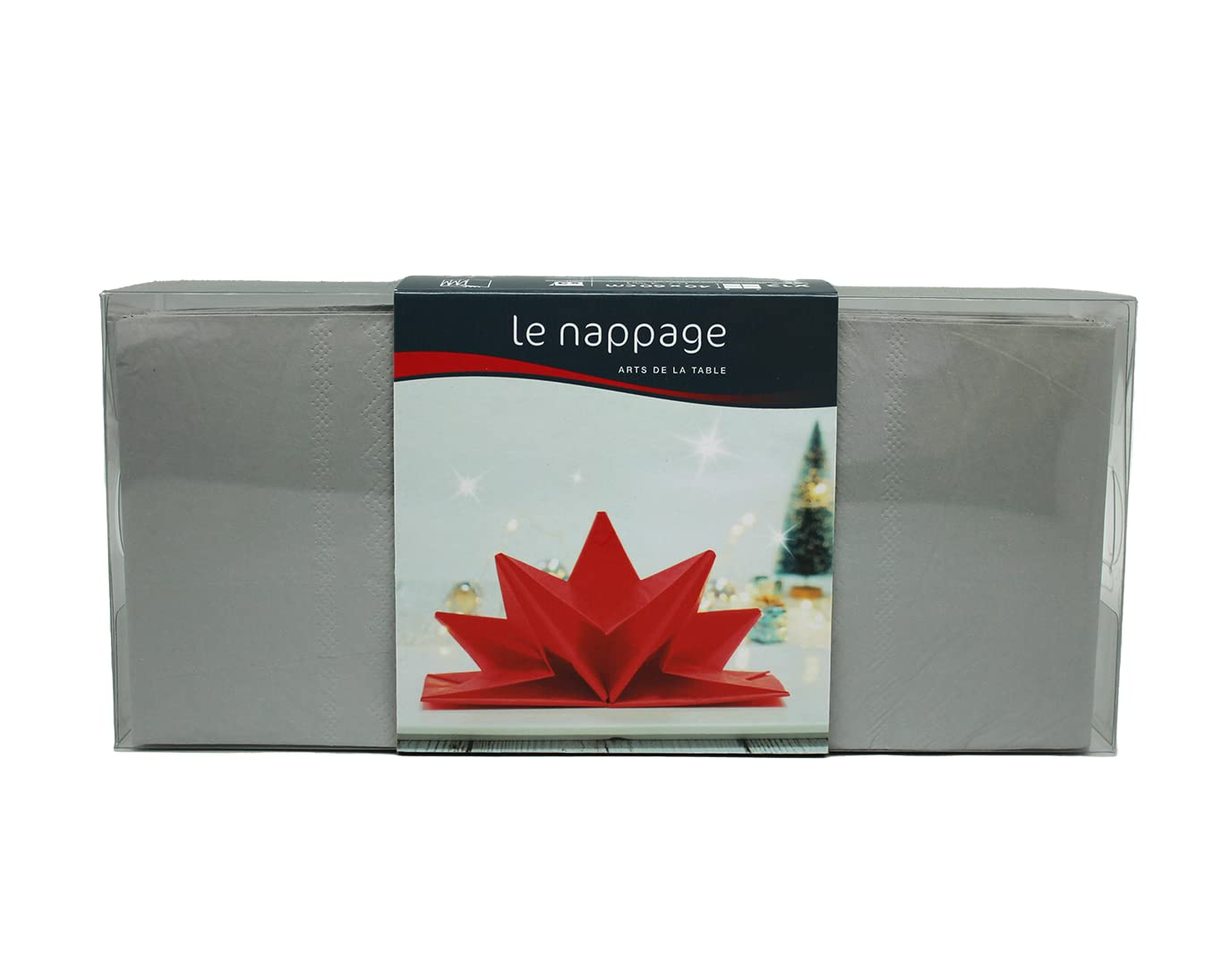 12 Napkins Pre-Folded Star Cotton – Silver