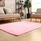 YOH Super Soft Area Rugs(3rd Generation) Fluffy Shaggy Rugs for Bedroom Living Room Kids Room Nursery Home Decor 4 Feet by 5.3 Feet,Pink