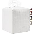 PENGLONG Tissue Box Cover 5X5X5'' PU Leather Tissue Holder Square Tissue Cube Box Organizer for Bathroom Vanity Countertop, Car, Night Stands, Office, Home, Kitchen (SnakeWhite, 1Pack)