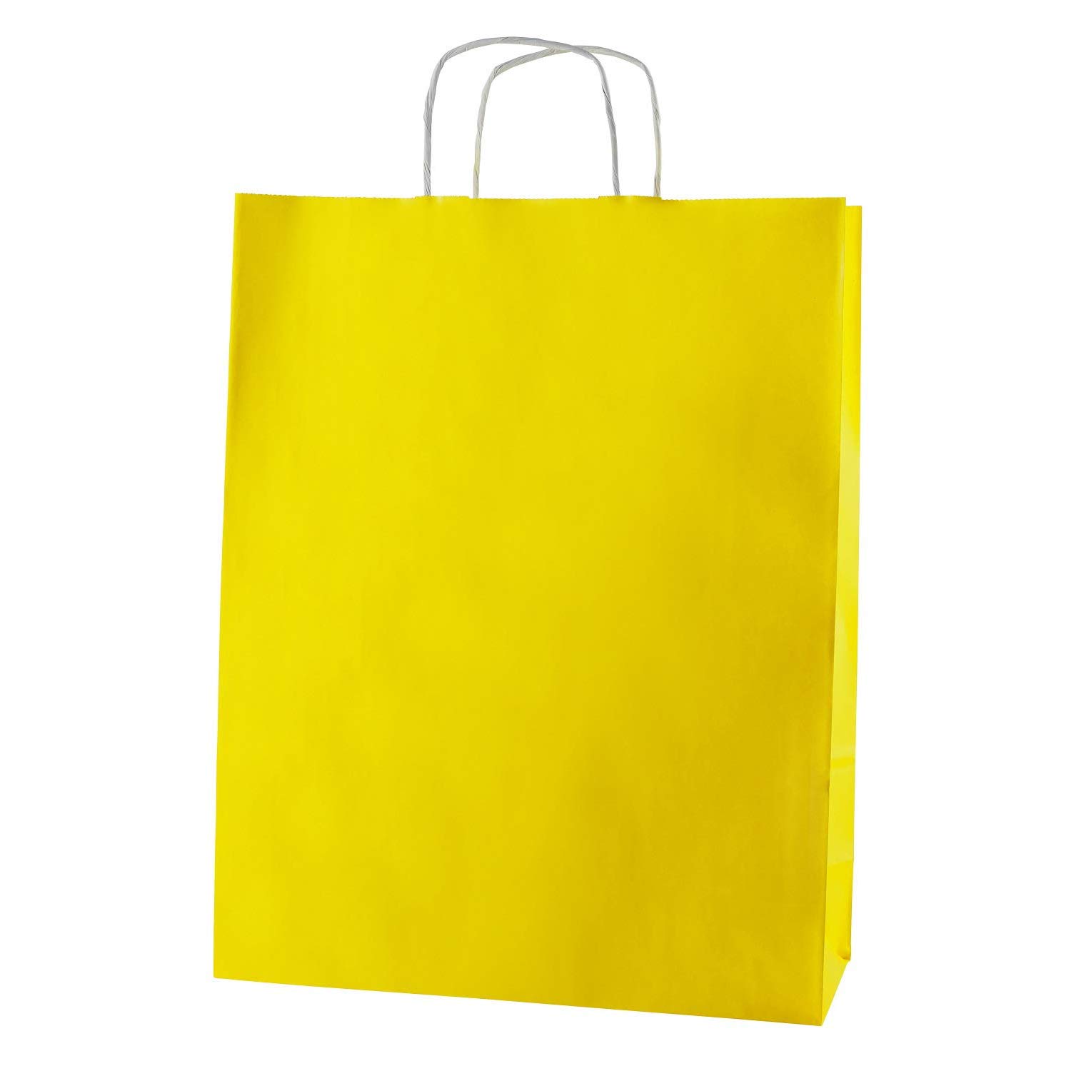 Thepaperbagstore 25 Yellow Large Paper Bags With Handles - 32x12x41cm - Colourful Paper Gift Bags for Adults and Kids - For Shopping, Party, Retail, Birthdays and Weddings