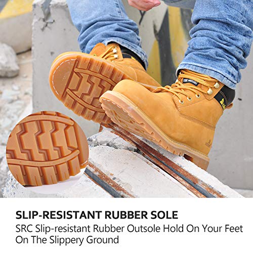 SAFETOE Men's Safety Boots Water-Resistant Work Boots Steel Toe Shoes STYLE M-8173 COLOR YELLOW SIZE 12 US