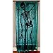 Lilly and the Bee Novelties Black Skeleton Halloween Lace Window Curtain - 36 Inches X 84 Inches - And Halloween Wine Bottle Label