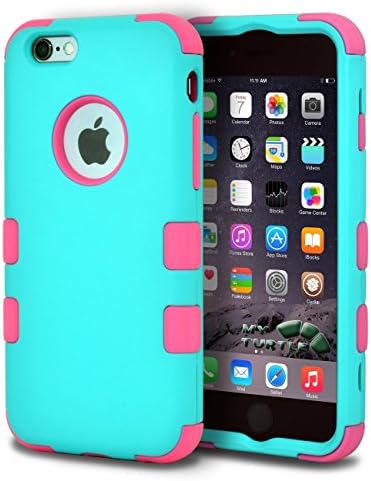 iPhone 6s, iPhone 6 Case with [FREE 9H Tempered Glass Protector] Full Body Protection [2-in-1] Package by MyTurtle Shockproof Protective Shell Cover (Teal Green Pink)