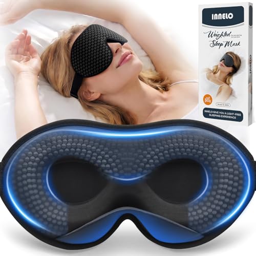 INNELO Antifaz para Dormir con Peso Mejorado de 130 g, Antifaz 3D para Mujeres y Hombres, Transpirable y Cómodo, Alivio de la Presión, 100% Bloqueo de Luz, para Dormir y Viajar, Negro