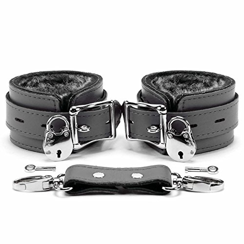Brussels Wrist and Ankle Cuffs Elegant Locks Softest Lambskin Leather (Grey, Ankle)