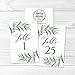 Hadley Designs 1-25 Greenery Eucalyptus Table Number Double Sided Signs for Reception, Restaurant Birthday Party Calligraphy Printed Numbered Card Centerpiece Decor Setting Reusable Frame Stand (4x6)