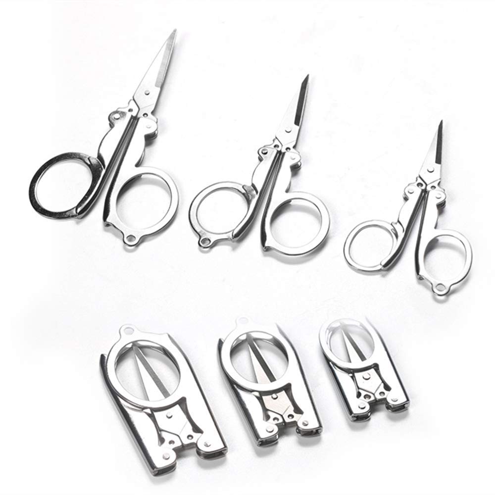 Qinuseaks 3-Pack Folding Stainless Steel Scissors, 3 Sizes Portable Foldable Shears for Craft, Sewing, Travel, Home Office & Outdoor Repairs