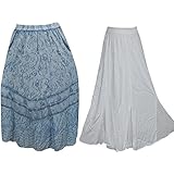 Mogul Womens Wholesale Lots Of 2 Pcs Long Skirt Embroidered Flare Maxi Skirts