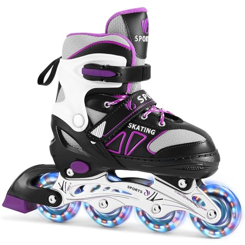Adjustable Inline Skates for Boys and Girls with Luminous Wheels Roller Skates for Beginners and Women