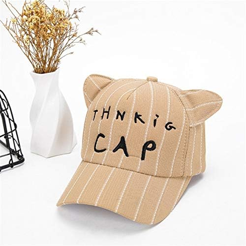 zhuzhuwen 2019 Children's Korean baseball cap super cute ear cap striped letters sunscreen baby hat 4 One size