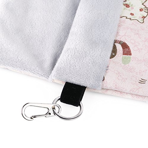 KINTOR Sugar Gliders Sleeping Pouch Snuggle Cage Hanging Bed House for Squirrels Marmosets Rats Hamster Small Pets (M-9x6inch, Pink Cat) - Thumbnail 3