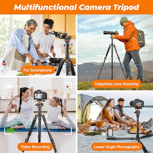 Victiv 200 cm Camera Tripod, Portable Stable Travel Tripod, 2-in-1 Tripod Monopod with 360° Panoramic Ball Head for DSLR Canon Nikon Sony, Aluminium Camera Tripod, Tripods for Smartphone
